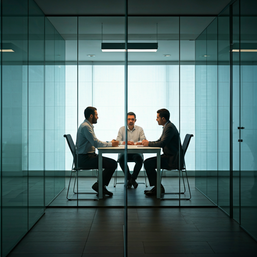Professional meeting in a modern glass office